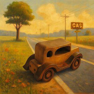 Hand-carved Small Wood Car Movable Wheels Home Decor Children Toys